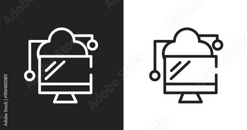 Data transference by internet icon. Linear black, white icon from cloud computing collection. Outline data transference by internet icon vector. Thin line symbol for use on web and mobile apps,