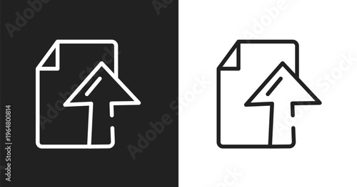 Ftp upload icon. Linear black, white icon from cloud computing collection. Outline ftp upload vector. Thin line symbol isolated on white and black background