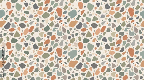 Terrazzo pattern with colorful stones and beige background  seamless terrazzo texture with small pebbles  decorative terrazzo design