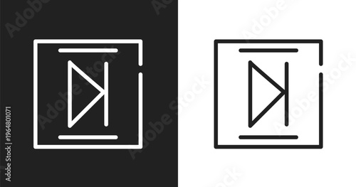 Media end icon. Linear black, white icon from computer and media collection. Outline media end vector. Thin line symbol isolated on white and black background
