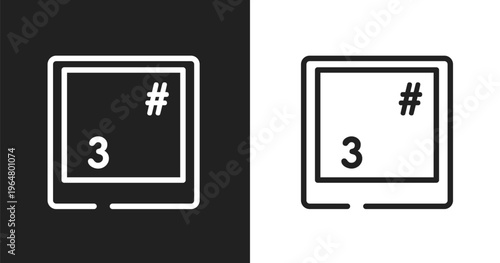 Number 3 key on keyboard icon. Linear black, white icon from computer and media collection. Outline number 3 key on keyboard icon vector. Thin line symbol for use on web and mobile apps, logo, print