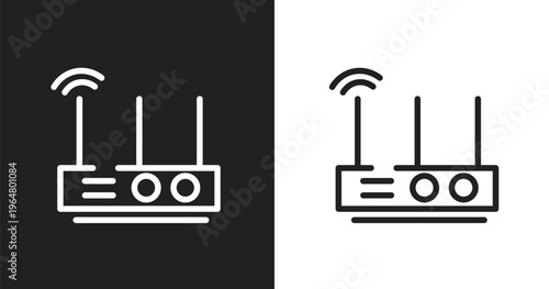 Wireless lan router device icon. Linear black, white icon from computer and media collection. Outline wireless lan router device icon vector. Thin line symbol for use on web and mobile apps, logo,