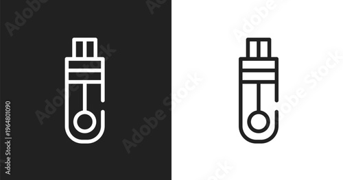 Memory stick icon. Linear black, white icon from computer and media collection. Outline memory stick vector. Thin line symbol isolated on white and black background