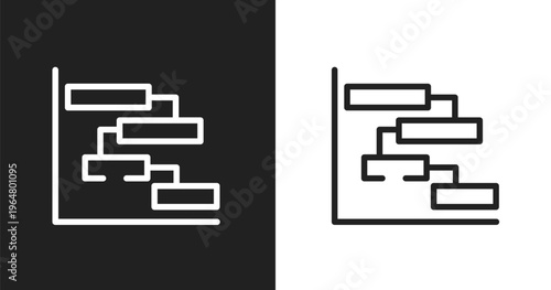 Chart gantt icon. Linear black, white icon from computer and media collection. Outline chart gantt vector. Thin line symbol isolated on white and black background