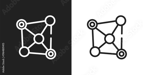 Network connection icon. Linear black, white icon from cyber robbery collection. Outline network connection vector. Thin line symbol isolated on white and black background