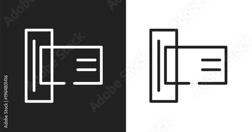 Card reader icon. Linear black, white icon from information technology collection. Outline card reader vector. Thin line symbol isolated on white and black background