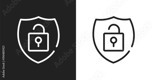 Theft icon. Linear black, white icon from cyber robbery collection. Outline theft vector. Thin line symbol isolated on white and black background