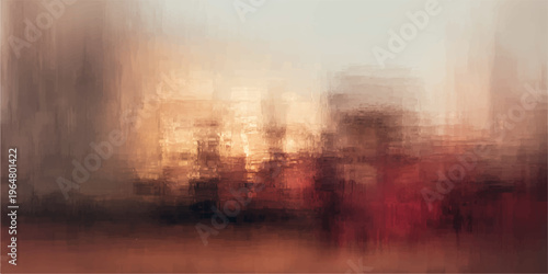 Impressionistic landscape blurred abstraction that conveys the soft transition of light and color, blurring the lines between reality and dream.
