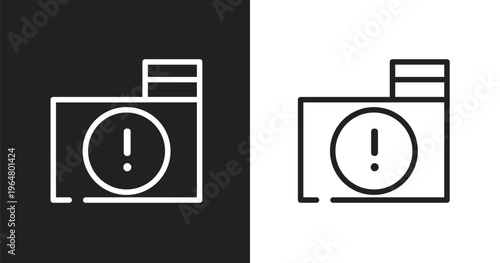Infected folder icon. Linear black, white icon from cyber robbery collection. Outline infected folder vector. Thin line symbol isolated on white and black background