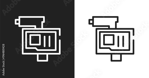 Online robbery icon. Linear black, white icon from cyber robbery collection. Outline online robbery vector. Thin line symbol isolated on white and black background