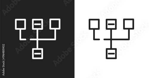 Sitemap icon. Linear black, white icon from web design collection. Outline sitemap vector. Thin line symbol isolated on white and black background