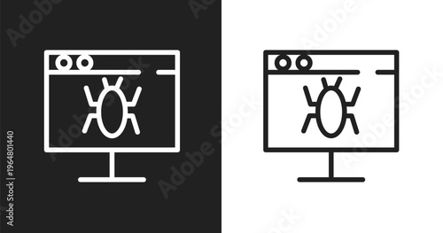 Defect icon. Linear black, white icon from testing software collection. Outline defect vector. Thin line symbol isolated on white and black background