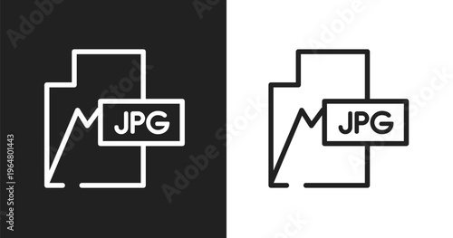 Jpg icon. Linear black, white icon from web design collection. Outline jpg vector. Thin line symbol isolated on white and black background