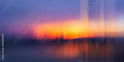 Abstract Impression: Sunset Horizon, blending dynamic strokes and vibrant colors evoking a sense of calm and wonder.