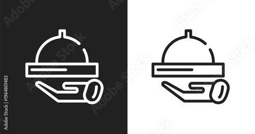 Hotel service icon. Linear black, white icon from computer & business collection. Outline hotel service vector. Thin line symbol isolated on white and black background