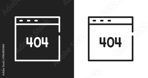 Error 404 icon. Linear black, white icon from internet collection. Outline error 404 vector. Thin line symbol isolated on white and black background