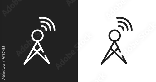 Cellular icon. Linear black, white icon from hardware collection. Outline cellular vector. Thin line symbol isolated on white and black background