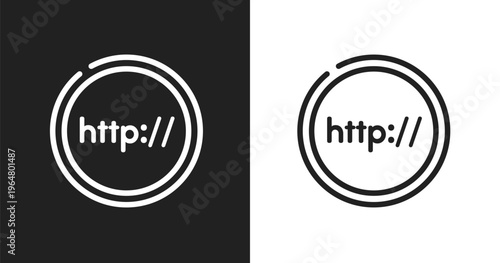 Http icon. Linear black, white icon from internet collection. Outline http vector. Thin line symbol isolated on white and black background