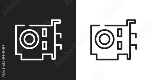 Vga card icon. Linear black, white icon from computer collection. Outline vga card vector. Thin line symbol isolated on white and black background