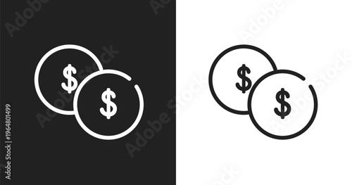 Investing icon. Linear black, white icon from cloud technology collection. Outline investing vector. Thin line symbol isolated on white and black background