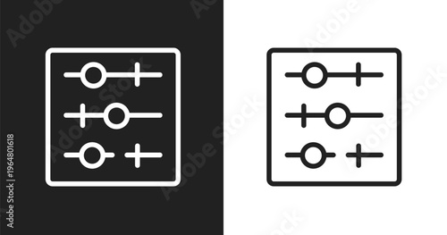 Tuning icon. Linear black, white icon from artificial intelligence collection. Outline tuning vector. Thin line symbol isolated on white and black background