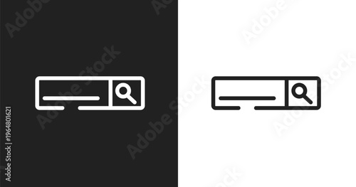 Search bar icon. Linear black, white icon from laptop browser collection. Outline search bar vector. Thin line symbol isolated on white and black background