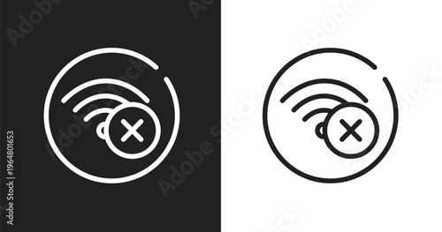 Connection error icon. Linear black, white icon from computer collection. Outline connection error vector. Thin line symbol isolated on white and black background
