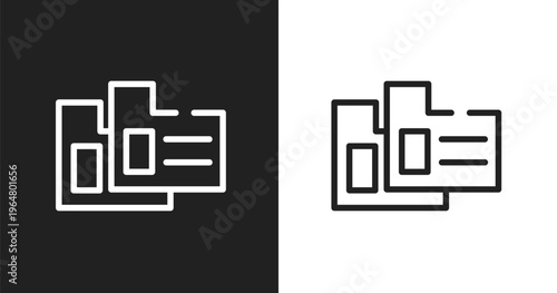 Case data icon. Linear black, white icon from computer collection. Outline case data vector. Thin line symbol isolated on white and black background