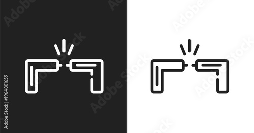 Cable break icon. Linear black, white icon from computer collection. Outline cable break vector. Thin line symbol isolated on white and black background