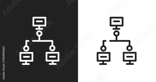 Local network icon. Linear black, white icon from computer collection. Outline local network vector. Thin line symbol isolated on white and black background