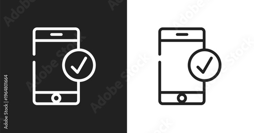 Successful connection icon. Linear black, white icon from computer collection. Outline successful connection vector. Thin line symbol isolated on white and black background