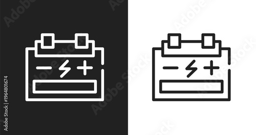 Accumulator icon. Linear black, white icon from technology collection. Outline accumulator vector. Thin line symbol isolated on white and black background