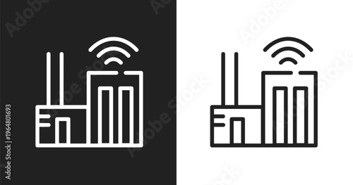 Smart city icon. Linear black, white icon from technology collection. Outline smart city vector. Thin line symbol isolated on white and black background