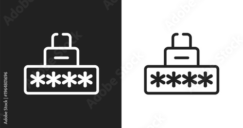 Security code icon. Linear black, white icon from smart house collection. Outline security code vector. Thin line symbol isolated on white and black background