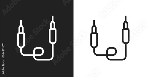Jack icon. Linear black, white icon from computer and data collection. Outline jack vector. Thin line symbol isolated on white and black background