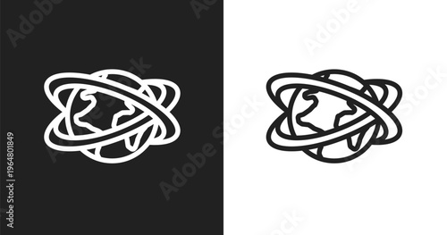 Networld icon. Linear black, white icon from media technology collection. Outline networld vector. Thin line symbol isolated on white and black background