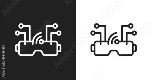 Vr goggles icon. Linear black, white icon from ai for earth collection. Outline vr goggles vector. Thin line symbol isolated on white and black background