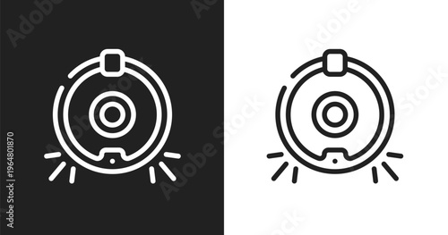Robot vacuum cleaner icon. Linear black, white icon from ai for earth collection. Outline robot vacuum cleaner vector. Thin line symbol isolated on white and black background