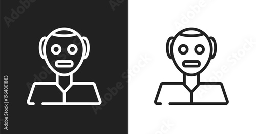 Humanoid icon. Linear black, white icon from ai for earth collection. Outline humanoid vector. Thin line symbol isolated on white and black background