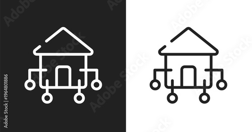 Domotics icon. Linear black, white icon from ai for earth collection. Outline domotics vector. Thin line symbol isolated on white and black background