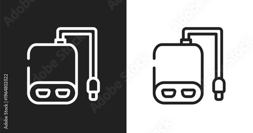 Power bank icon. Linear black, white icon from electronics collection. Outline power bank vector. Thin line symbol isolated on white and black background