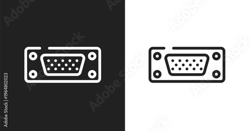 Port icon. Linear black, white icon from electronics collection. Outline port vector. Thin line symbol isolated on white and black background
