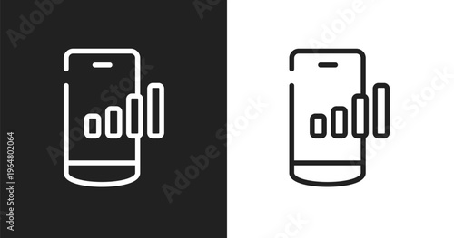 Mobile network icon. Linear black, white icon from network architecture collection. Outline mobile network vector. Thin line symbol isolated on white and black background