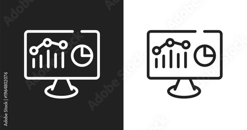 Web analytics icon. Linear black, white icon from seo collection. Outline web analytics vector. Thin line symbol isolated on white and black background
