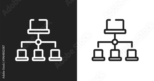 Site map icon. Linear black, white icon from seo collection. Outline site map vector. Thin line symbol isolated on white and black background
