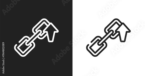 Backlink icon. Linear black, white icon from seo collection. Outline backlink vector. Thin line symbol isolated on white and black background