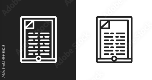 Ereader icon. Linear black, white icon from computer and files collection. Outline ereader vector. Thin line symbol isolated on white and black background