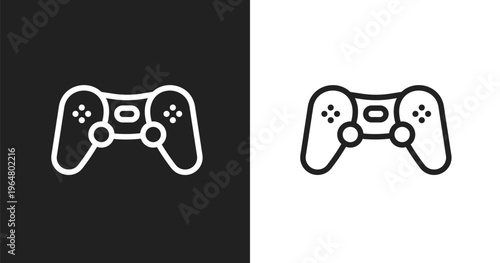 Computer game icon. Linear black, white icon from computer applications collection. Outline computer game vector. Thin line symbol isolated on white and black background