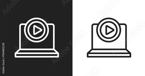 Tutorial icon. Linear black, white icon from computer and files collection. Outline tutorial vector. Thin line symbol isolated on white and black background