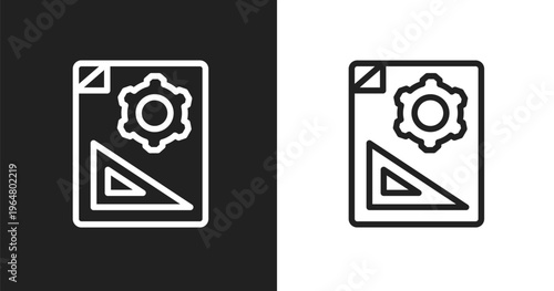 Prototyping icon. Linear black, white icon from computer applications collection. Outline prototyping vector. Thin line symbol isolated on white and black background